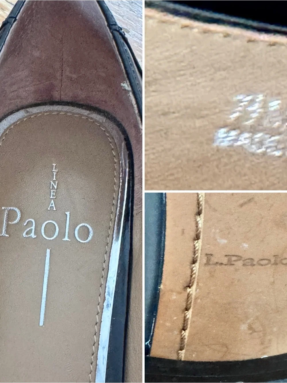 Linea Paolo Black Leather Silver Hardware Loafers 7.5 M